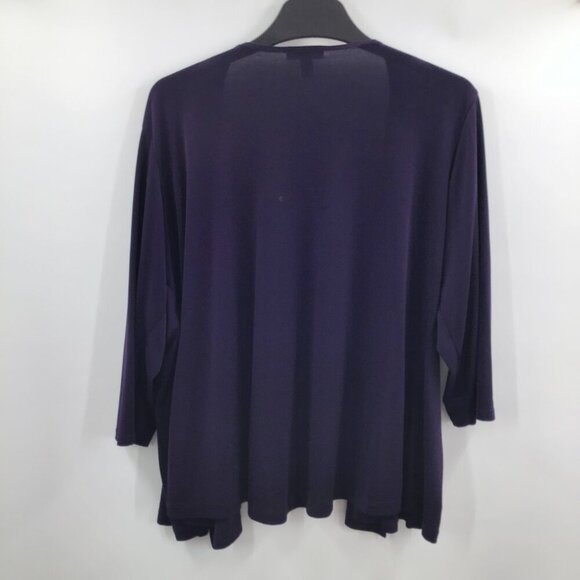 Vintage 3X Lagenlook Duster Dressbarn Slinky Open Front Top Deep Purple Witchy - Picture 2 of 7